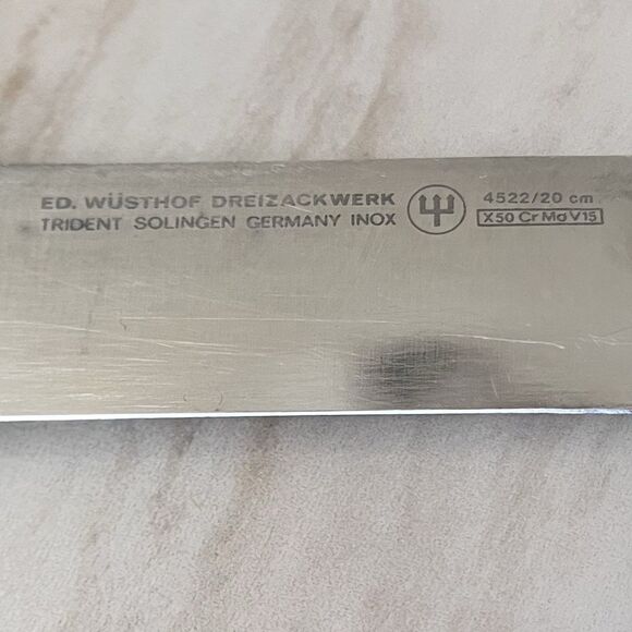 Vintage ED. WÜSTHOF DREIZACKWERK Carving Knife 8" 4522/20cm Solingen Germany - Picture 3 of 10